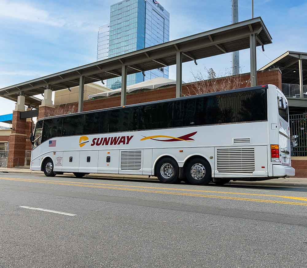 Sunway Bus Charters motorcoach on side of road